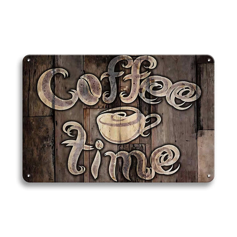 ブリキ看板 コーヒー Coffee Time レトロ カフェ インテリア 壁飾り