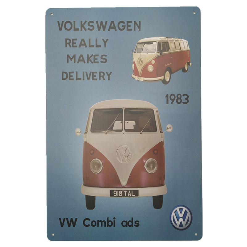 ブリキ看板 VW Combi 1983 ワーゲンバス VW Delivery レトロ 車 壁飾り