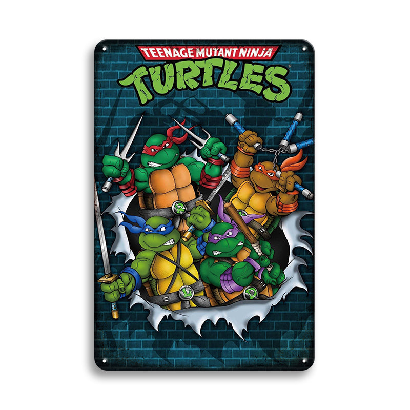 ブリキ看板 タートルズ TMNT ティーンエイジ・ミュータント・ニンジャ・タートルズ アメコミ レトロ アメリカン雑貨 インテリア 壁飾り