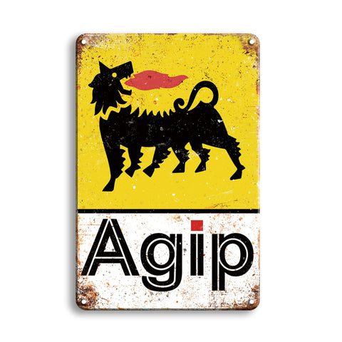 ブリキ看板 レトロ Agip アジップ 犬 ロゴ ガレージ インテリア 壁飾り