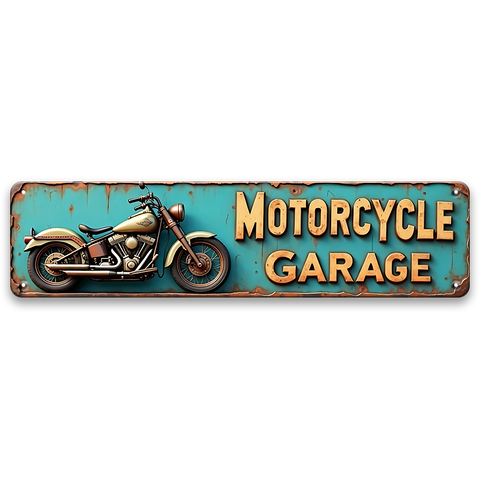 ブリキ看板 MOTORCYCLE GARAGE モーターサイクル バイク チョッパー ガレージ 壁飾り