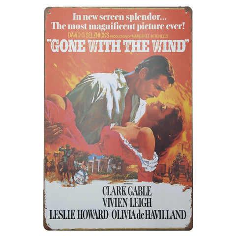 ブリキ看板 風と共に去りぬ Gone With The Wind クラーク・ゲーブル ヴィヴィアン・リー 映画ポスター 壁飾り