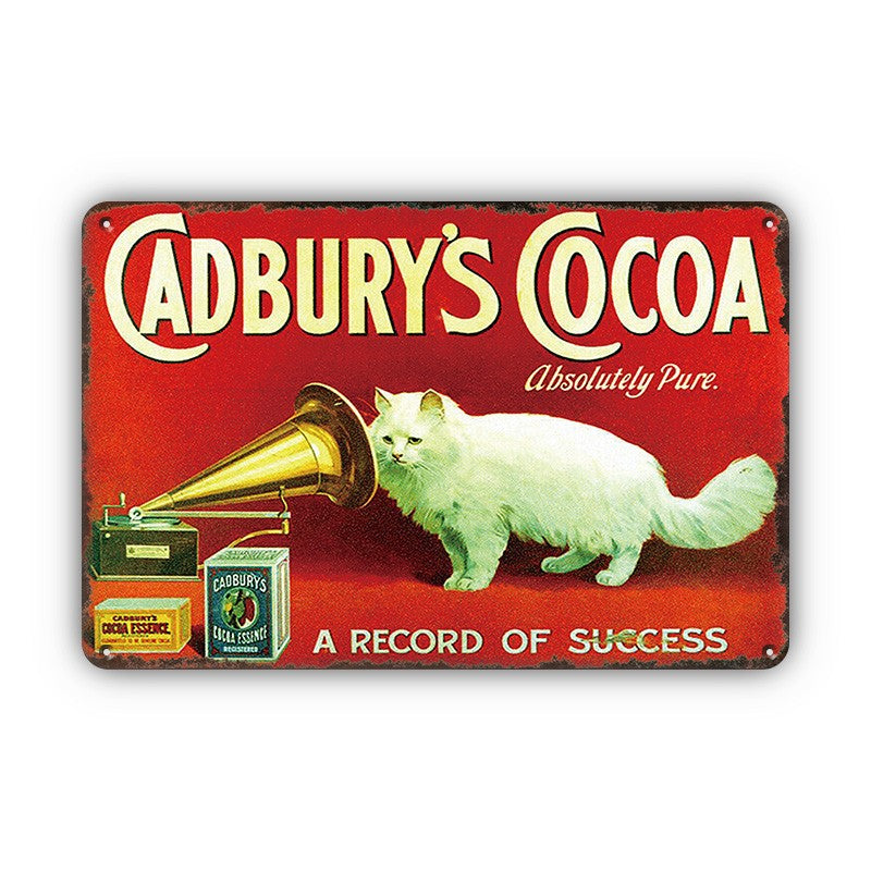 猫 ブリキ看板 レトロ アンティーク風 Cadbury's Cocoa 広告 看板