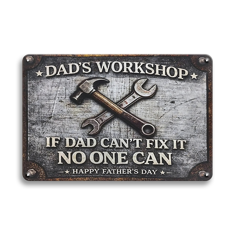 ブリキ看板 DAD'S WORKSHOP 父の日 パパ 工房 ガレージ ツール プレゼント 壁飾り