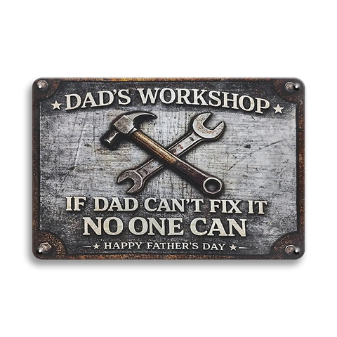 ブリキ看板 DAD'S WORKSHOP 父の日 パパ 工房 ガレージ ツール プレゼント 壁飾り