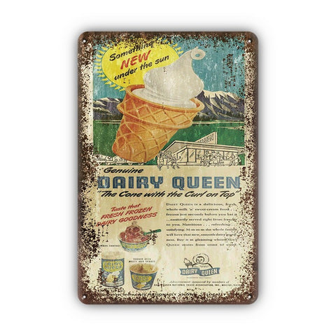 ブリキ看板 レトロ アイスクリーム Dairy Queen アメリカン ヴィンテージ風 壁飾り