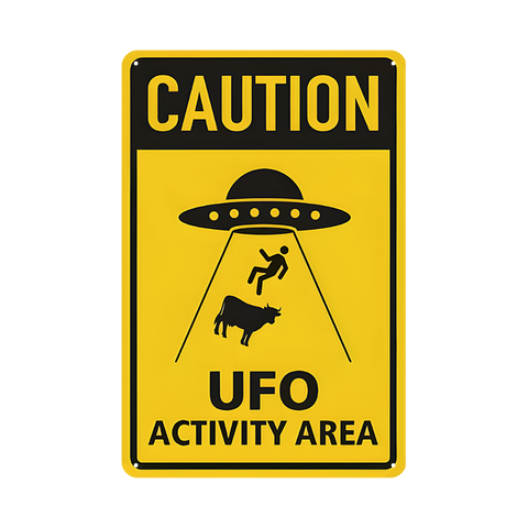 ブリキ看板 CAUTION UFO ACTIVITY AREA UFO 宇宙人 未確認飛行物体 警告 サイン アメリカン雑貨 レトロ ユーモア ヴィンテージ インテリア 壁飾り おしゃれ