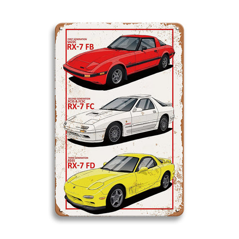 マツダ RX-7 ブリキ看板 FD3S FC3S SA22C レトロ 車 ガレージ
