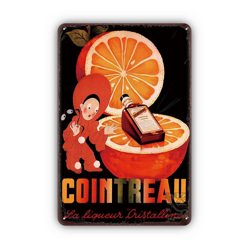 ブリキ看板 レトロ オレンジ リキュール COINTREAU 広告 ポスター 壁飾り