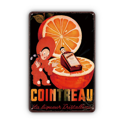 ブリキ看板 レトロ オレンジ リキュール COINTREAU 広告 ポスター 壁飾り