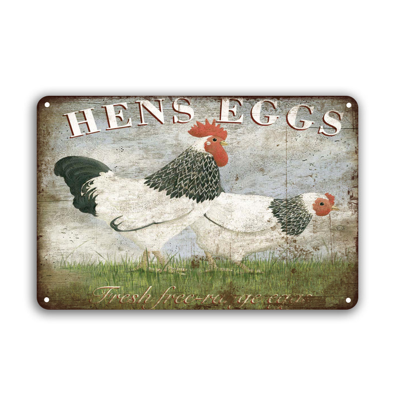 ブリキ看板 HENS EGGS 鶏 卵 田舎 カントリー ファームハウス 壁飾り