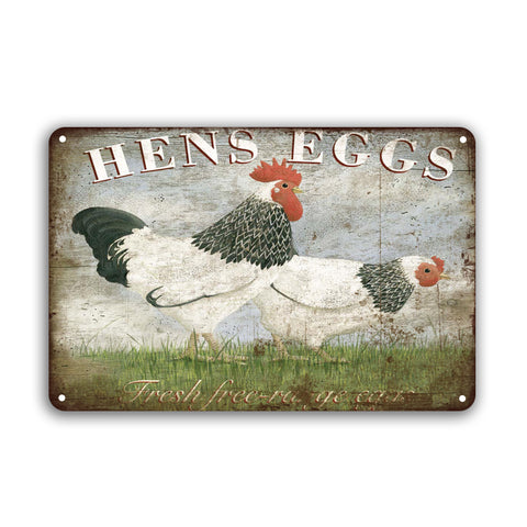 ブリキ看板 HENS EGGS 鶏 卵 田舎 カントリー ファームハウス 壁飾り