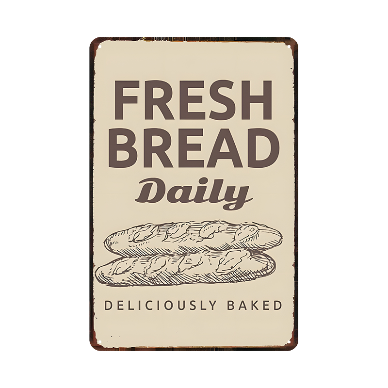 ブリキ看板 パン ベーカリー レトロ FRESH BREAD カフェ 壁飾り