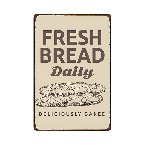 ブリキ看板 パン ベーカリー レトロ FRESH BREAD カフェ 壁飾り