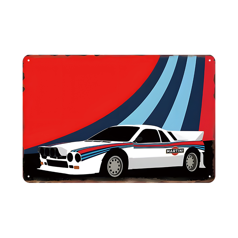 ブリキ看板 車 ランチアデルタ ラリーカー MARTINI レトロ インテリア おしゃれ 壁飾り