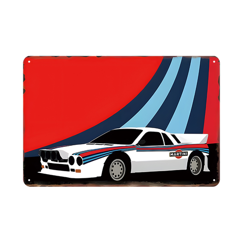 ブリキ看板 車 ランチアデルタ ラリーカー MARTINI レトロ インテリア おしゃれ 壁飾り