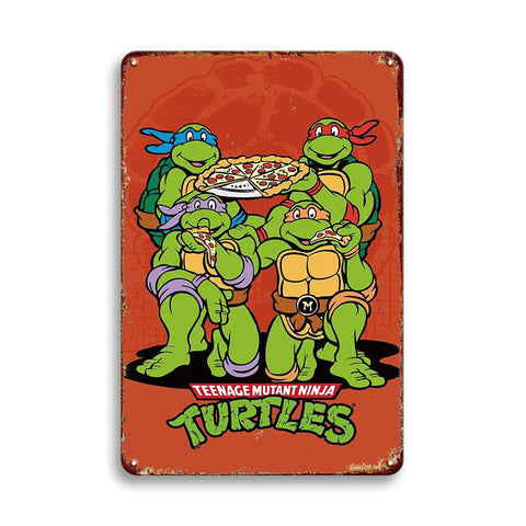 タートルズ ブリキ看板 TMNT ティーンエイジミュータントニンジャタートルズ ピザ レトロ アメコミ アニメ インテリア 壁飾り
