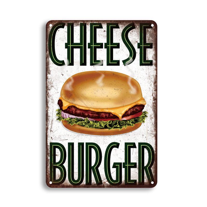 ブリキ看板 CHEESE BURGER チーズバーガー ハンバーガー ファストフード ダイナー 壁飾り