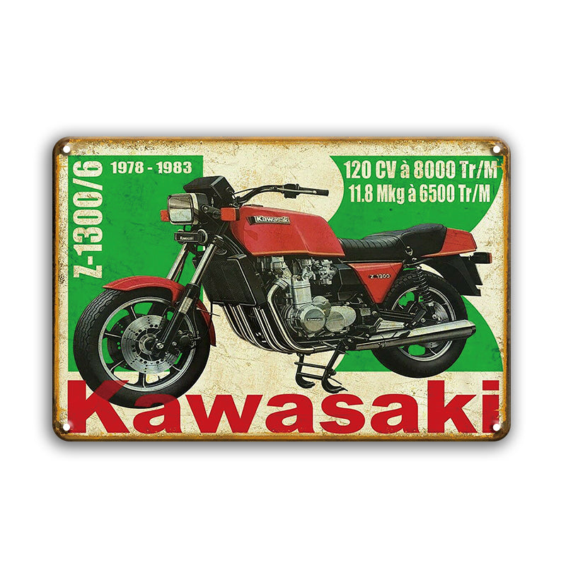 Kawasaki カワサキ Z1300 バイク ブリキ看板 レトロ ガレージ