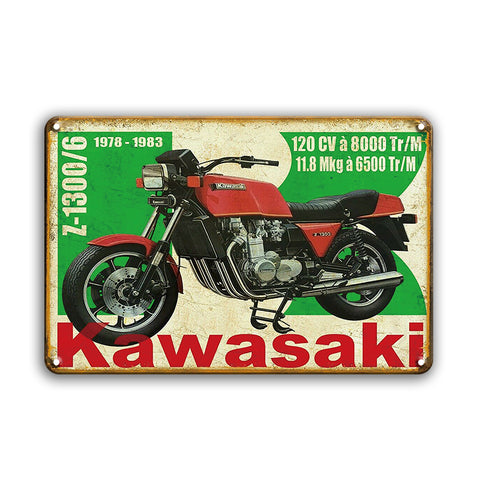 Kawasaki カワサキ Z1300 バイク ブリキ看板 レトロ ガレージ