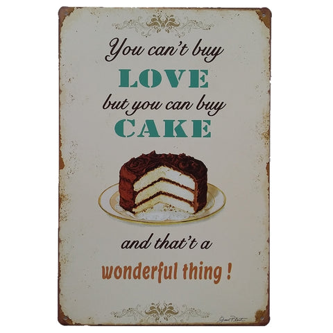 ブリキ看板 You can't buy LOVE but CAKE ケーキ 名言 メッセージ スイーツ 壁飾り