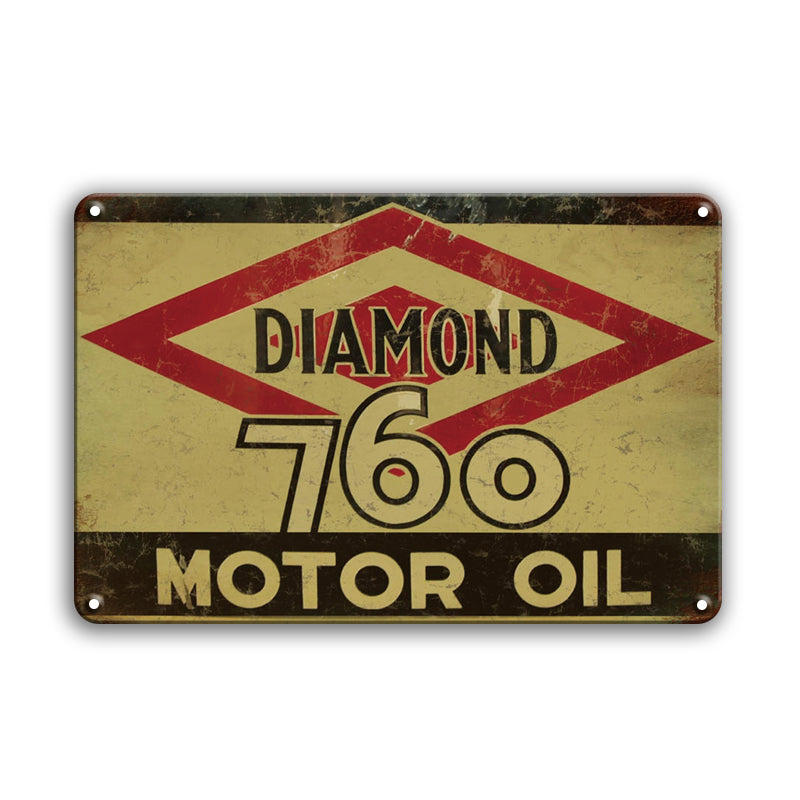 ブリキ看板 レトロ MOTOR OIL DIAMOND 760 アメリカン ガレージ 壁飾り