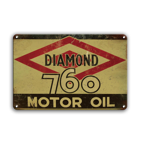 ブリキ看板 レトロ MOTOR OIL DIAMOND 760 アメリカン ガレージ 壁飾り