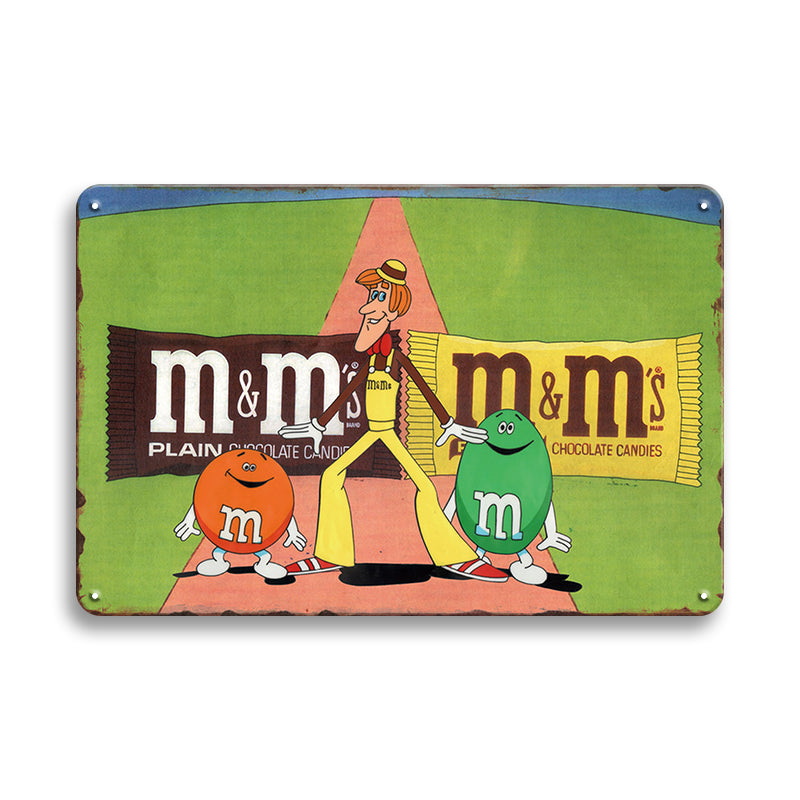 M&M's ブリキ看板 エムアンドエムズ レトロ アメリカン雑貨 ヴィンテージ インテリア 壁飾り ディスプレイ