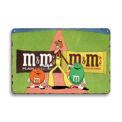 M&M's ブリキ看板 エムアンドエムズ レトロ アメリカン雑貨 ヴィンテージ インテリア 壁飾り ディスプレイ
