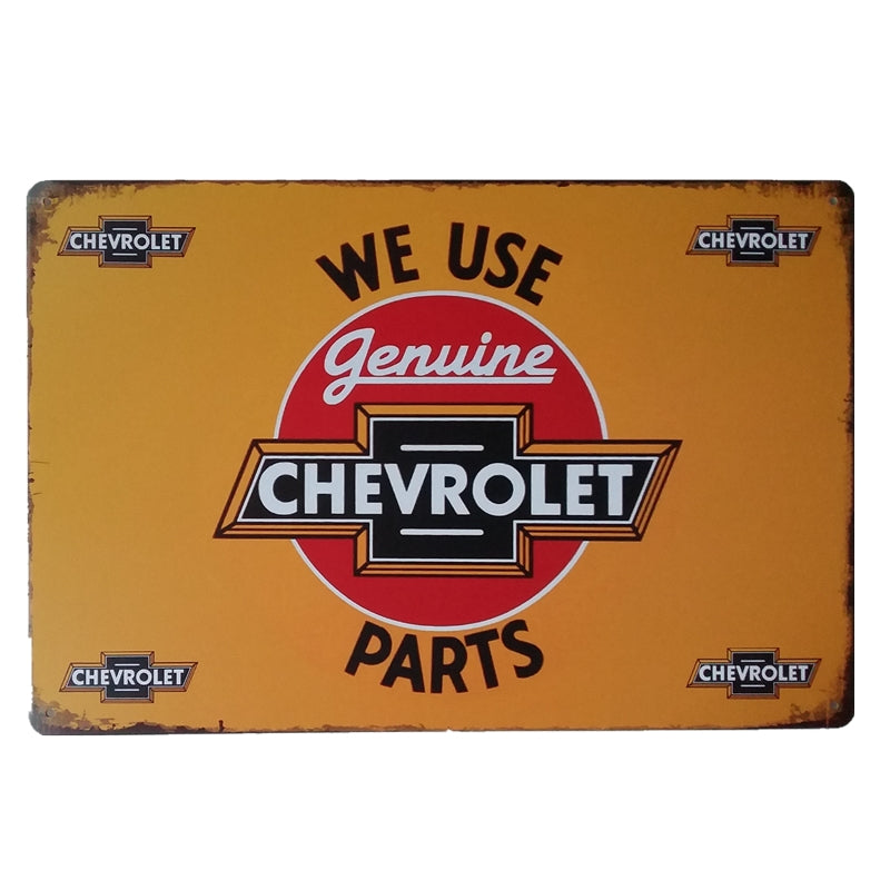 ブリキ看板 CHEVROLET GENUINE PARTS シボレー 純正パーツ ガレージ アメ車 壁飾り