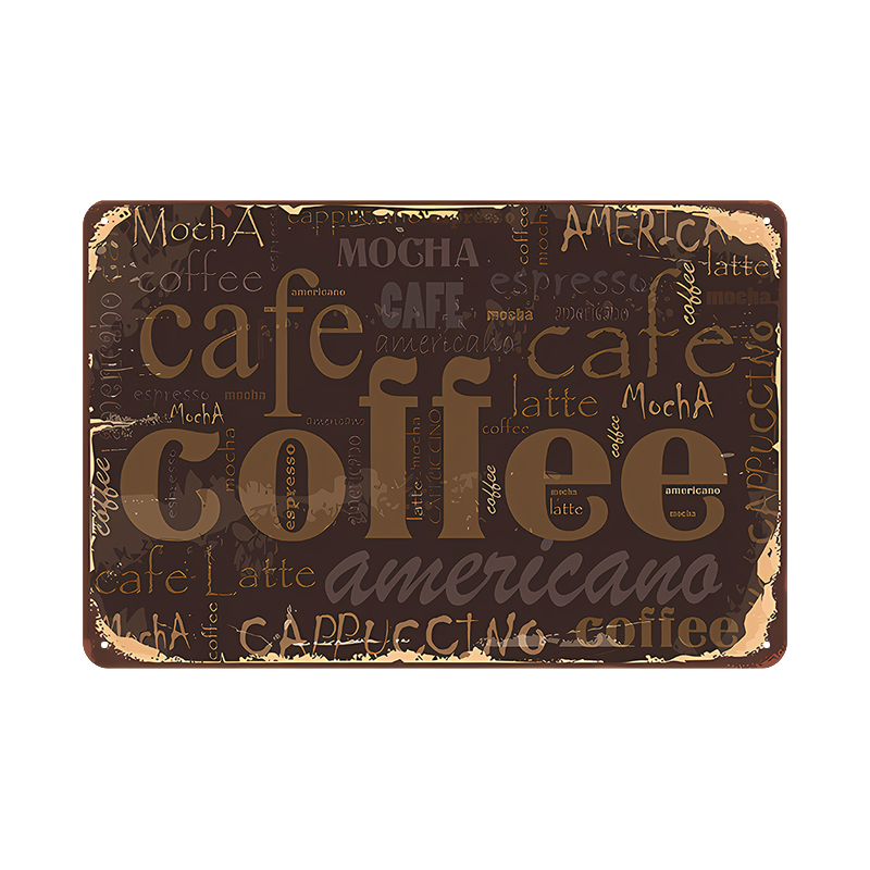 ブリキ看板 コーヒー カフェ レトロ Coffee Cafe アメリカーノ エスプレッソ カプチーノ インテリア 壁飾り 30×20cm