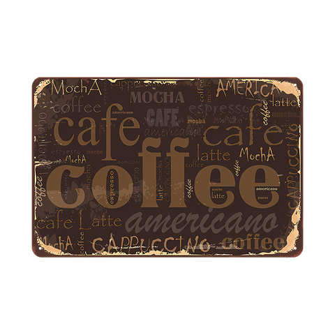 ブリキ看板 コーヒー カフェ レトロ Coffee Cafe アメリカーノ エスプレッソ カプチーノ インテリア 壁飾り 30×20cm