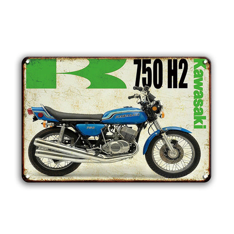 カワサキ 750 H2 バイク ブリキ看板 レトロ ガレージ インテリア