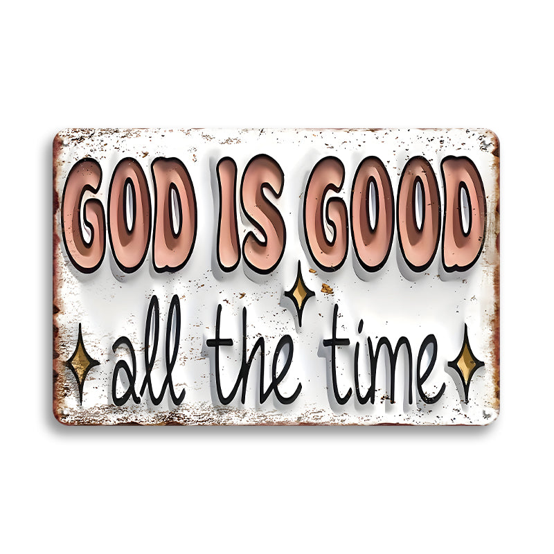 ブリキ看板 レトロ おしゃれ インテリア 壁飾り 英字 GOD IS GOOD all the time ヴィンテージ風 デコレーション