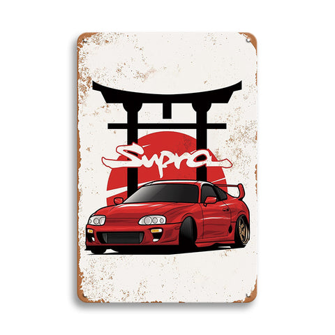 ブリキ看板 スープラ トヨタ Supra 車 レトロ インテリア 壁飾り おしゃれ ビンテージ デコレーション コレクション 雑貨