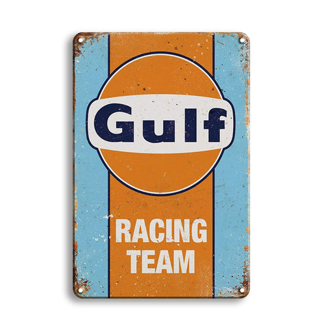 Gulf ブリキ看板 レトロ レーシング ガレージ アメリカン 壁飾り