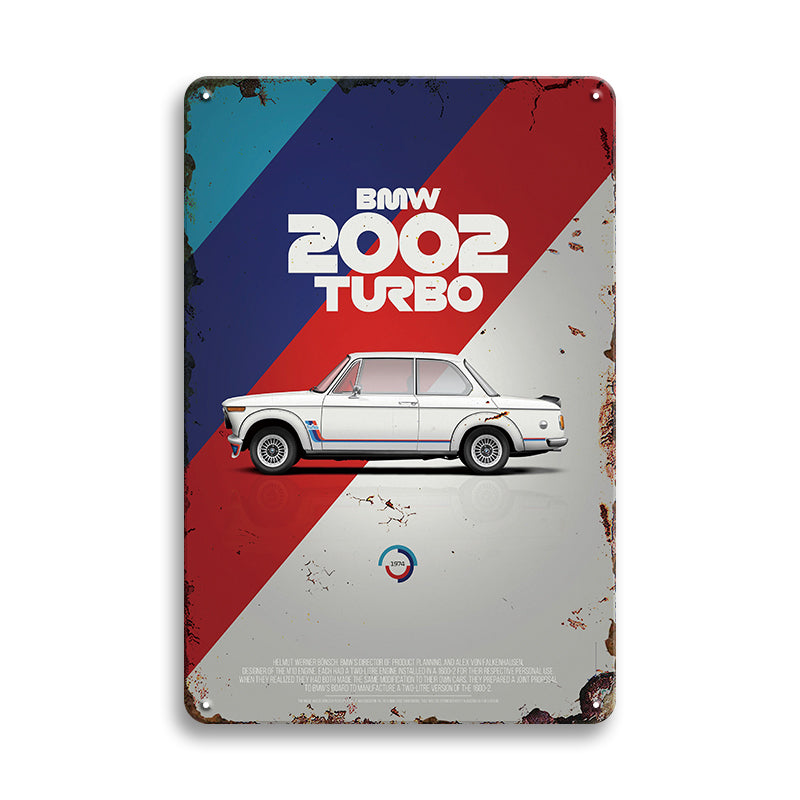 BMW 2002 ターボ ブリキ看板 レトロ 車 ガレージ インテリア
