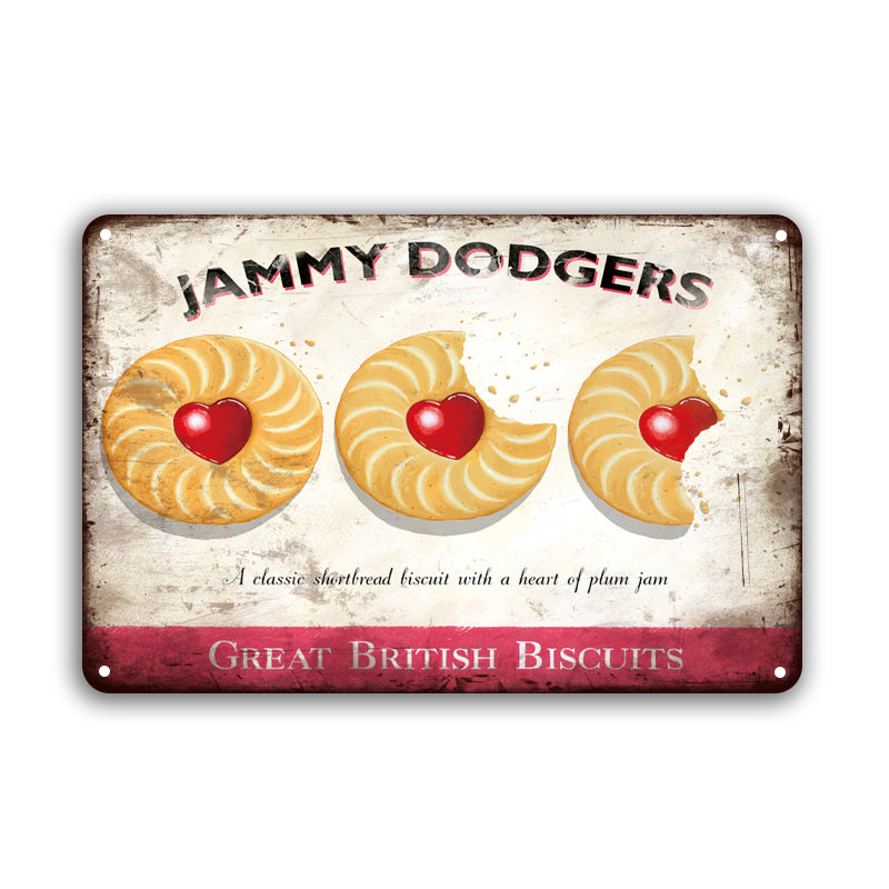 ブリキ看板 JAMMY DODGERS ジャミードジャース イギリス ビスケット お菓子 壁飾り