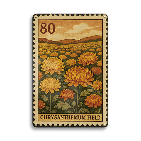 ブリキ看板 菊 花 フラワー アンティーク レトロ ポスター インテリア 雑貨 壁飾り Chrysanthemum Field