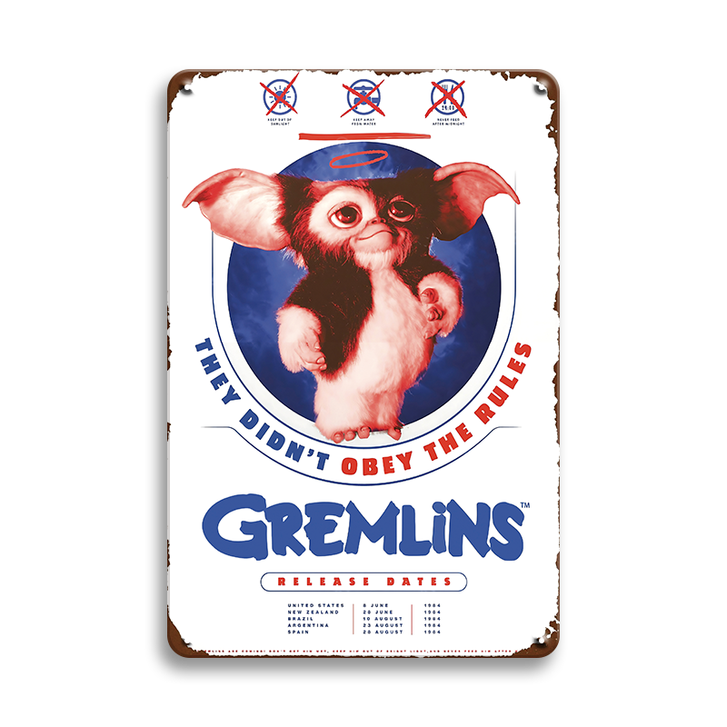 ブリキ看板 GREMLINS グレムリン ギズモ 映画 ホラーコメディ 80年代 壁飾り