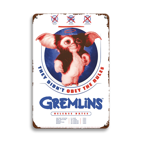 ブリキ看板 GREMLINS グレムリン ギズモ 映画 ホラーコメディ 80年代 壁飾り