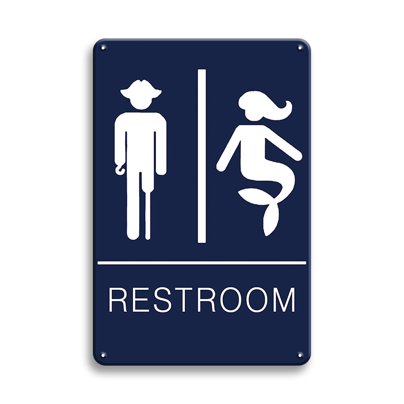 ブリキ看板 トイレ サイン RESTROOM 男性 女性 人魚 カウボーイ おしゃれ レトロ 壁飾り インテリア