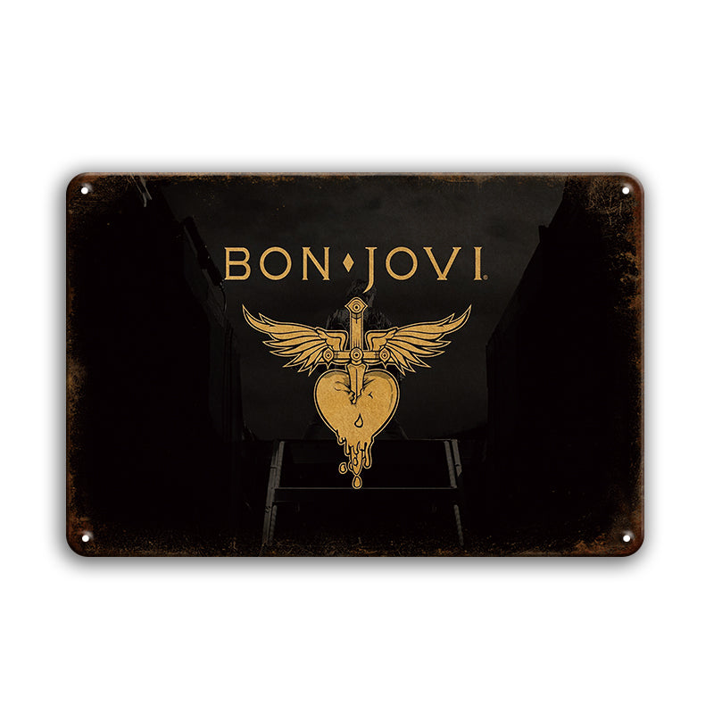 ブリキ看板 BON JOVI ボンジョヴィ レトロ おしゃれ インテリア 壁飾り ビンテージ ディスプレイ