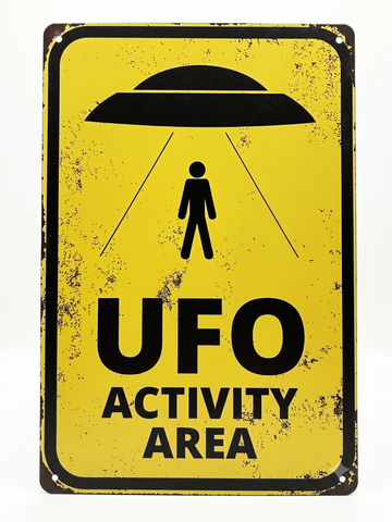 ブリキ看板 UFO エイリアン 宇宙人 宇宙 飛行船 アブダクション WARNING レトロ インテリア 壁飾り