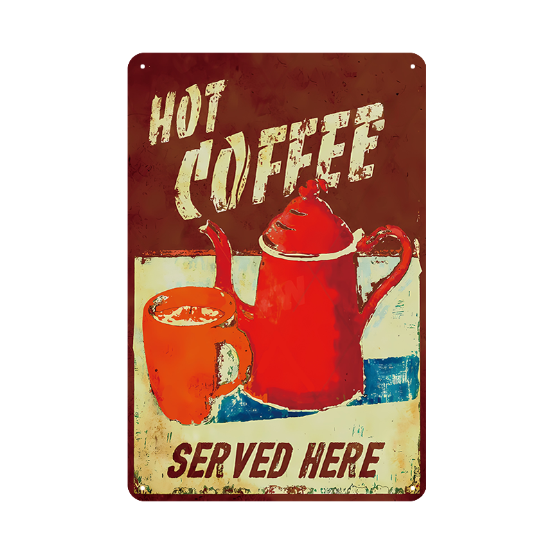 ブリキ看板 コーヒー レトロ カフェ 喫茶店 HOT COFFEE 壁飾り インテリア