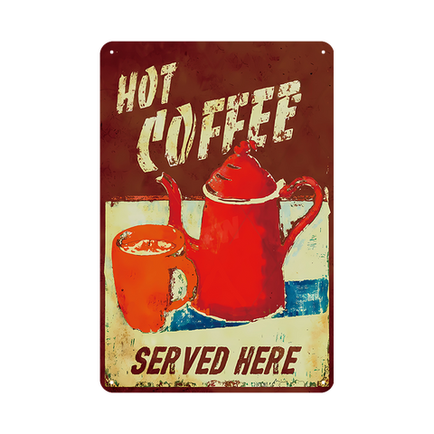 ブリキ看板 コーヒー レトロ カフェ 喫茶店 HOT COFFEE 壁飾り インテリア
