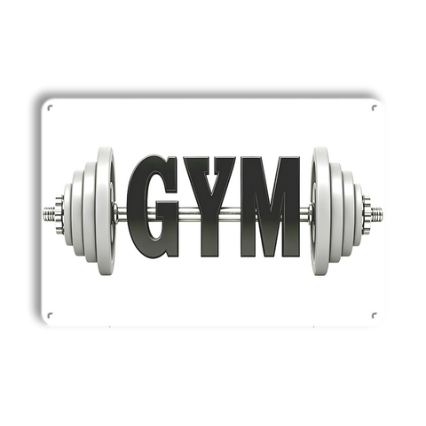 ブリキ看板 GYM ジム 筋トレ フィットネス ダンベル バーベル モノトーン 壁飾り