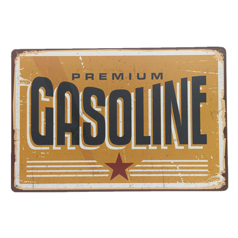 ブリキ看板 PREMIUM GASOLINE ガソリン スタンド レトロ ガレージ シンプル 壁飾り
