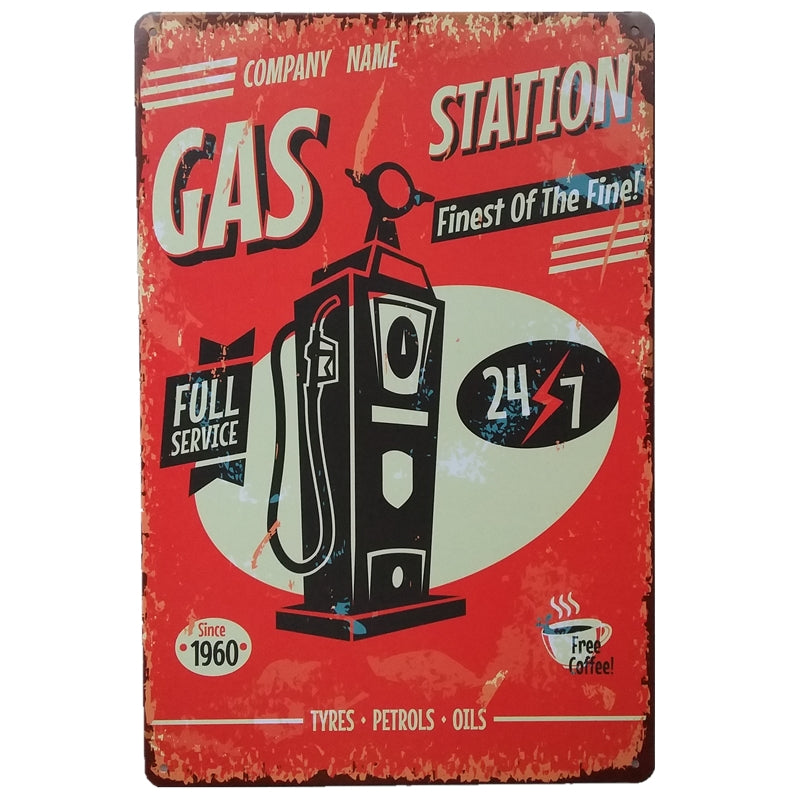 ブリキ看板 GAS STATION Full Service 1960 レトロ ガススタ ヴィンテージ 壁飾り