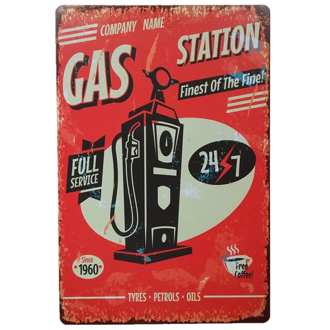 ブリキ看板 GAS STATION Full Service 1960 レトロ ガススタ ヴィンテージ 壁飾り